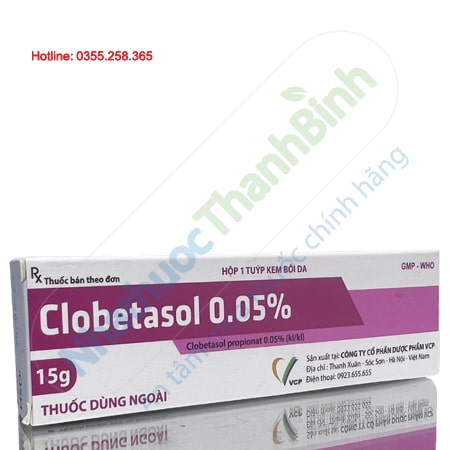 Thuốc điều trị viêm da Clobetasol 0,05% hộp 1 tuýp 15g