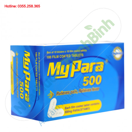 MyPara 500mg (Hộp 10 vỉ x 10 viên) - Giảm đau hạ sốt