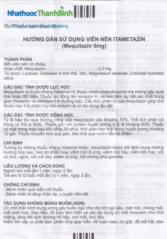 Hướng dẫn sử dụng thuốc Itametazin tờ 1