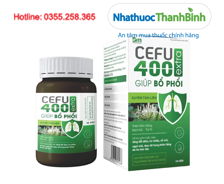 Cefu 400 Extra hỗ trợ bổ phế giảm ho rát họng khản tiếng