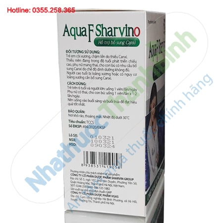 Aqua F Sharvino hỗ trợ bổ sung canxi và Vitamin D3 cho cơ thể