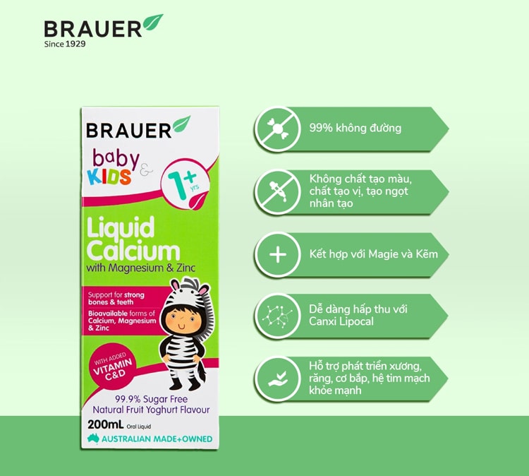 Brauer Liquid Calcium có nhiều ưu điểm so với các dòng bổ sung canxi khác