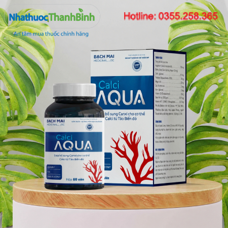 Calci Aqua Tảo Biển Đỏ Bạch Mai (Hộp 60 viên) Bổ Sung Canxi, Hỗ Trợ Xương Răng Chắc Khỏe
