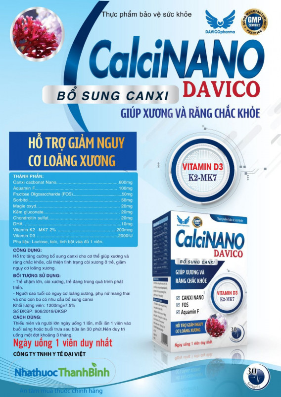 CalciNano Davico hỗ trợ giảm nguy cơ loãng xương
