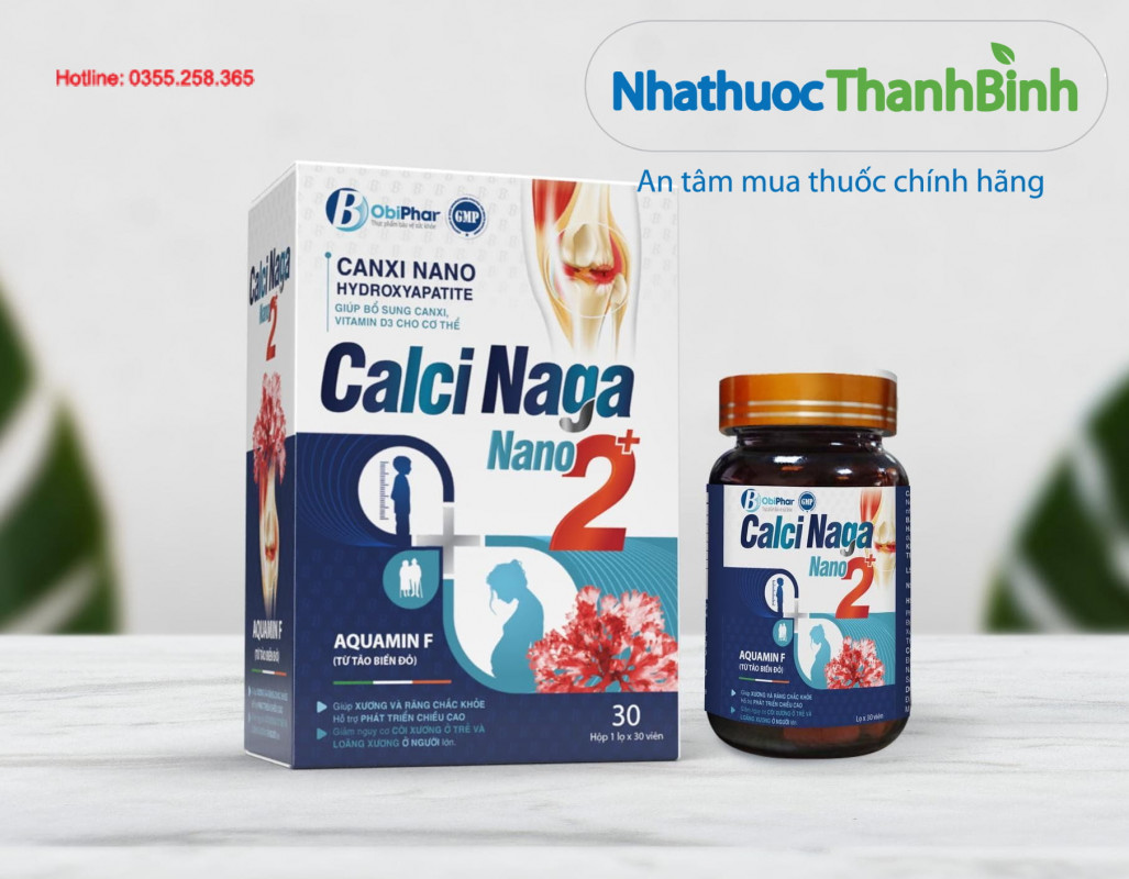 Thành phần Calci Naga Nano 2+ gồm Aquamin F từ tảo biển đỏ, canxi nano hydroxyapatite, D3, K2 MK7 và khoáng chất