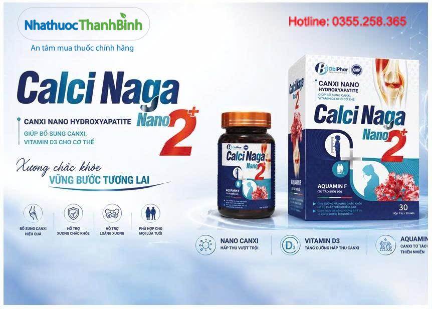 Calci Naga Nano 2+ dành cho trẻ từ 12 tuổi trở lên, người lớn, phụ nữ mang thai, cho con bú và người cao tuổi có nguy cơ thiếu canxi