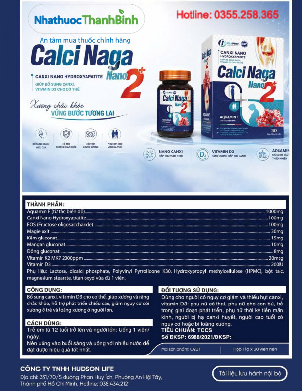 Calci Naga Nano 2+ bổ sung canxi và vitamin D3 hỗ trợ xương chắc khỏe, phát triển chiều cao ở trẻ trong giai đoạn phát triển