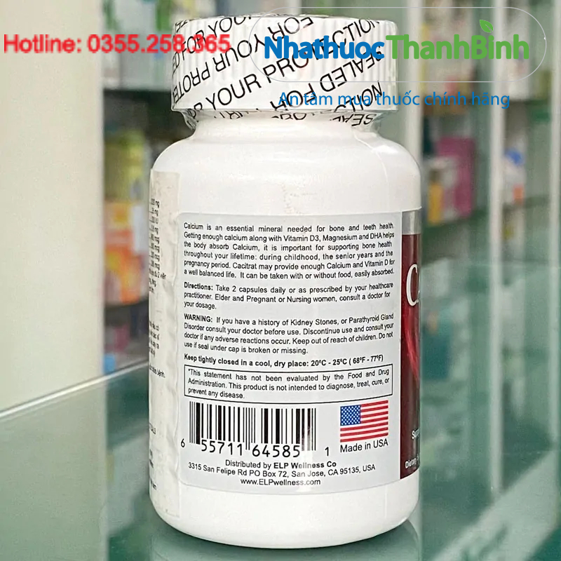 Calcitrat chứa Canxi Citrate giúp cơ thể hấp thu canxi hiệu quả hơn