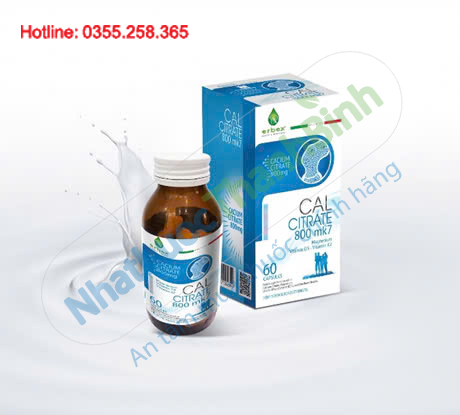 Viên uống bổ sung canxi Cal Citrate 800 Mk7 hỗ trợ giúp xương răng chắc khỏe 