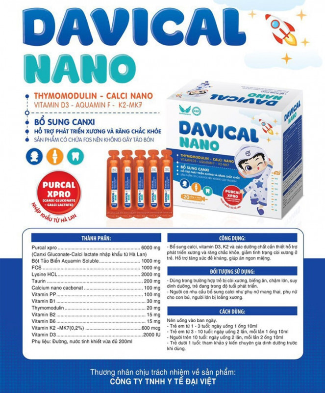 Davical Nano rất tốt cho trẻ còi xương biếng ăn chậm lớn