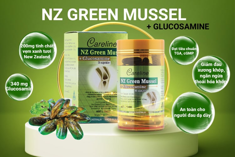 Viên uống bổ khớp khớp vẹm xanh NZ Green Mussel Glucosamine lọ 60 viên