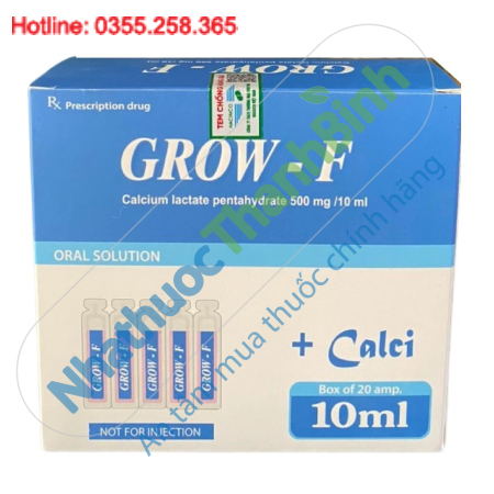 Thuốc Grow - F (hộp 20 ống x 10ml) điều trị thiếu canxi