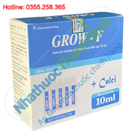 Thuốc Grow - F (hộp 20 ống x 10ml) điều trị thiếu canxi