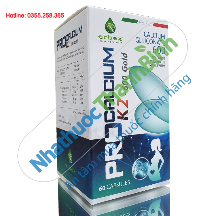 Procalcium K2 600 Gold bổ sung Canxi hữu cơ D3 K2 hỗ trợ phát triển chiều cao