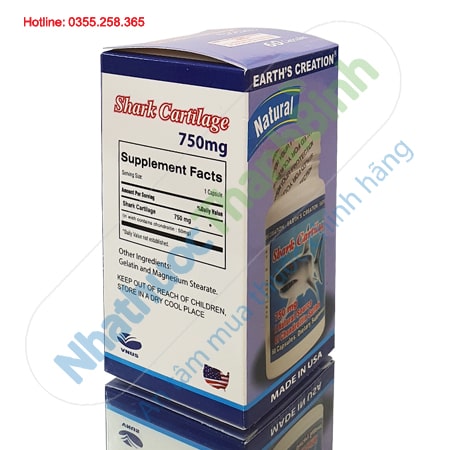 Shark Cartilage 750mg Earth's Creation hộp 60 viên