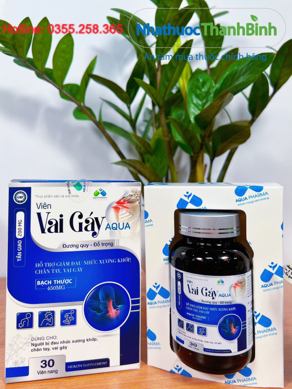 Viên Vai Gáy Aqua chứa cao thảo dược thiên nhiên giúp hỗ trợ giảm đau mỏi vai gáy đau nhức xương khớp và tăng cường sự linh hoạt khi vận động