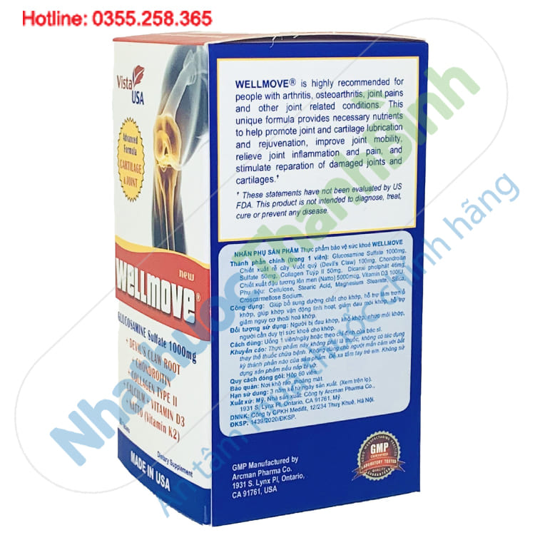 Viên uống bổ khớp Wellmove Vista USA hộp 60 viên
