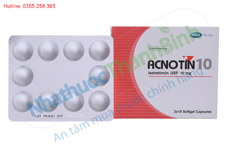 thuốc trị mụn Acnotin 10 hộp 30 viên
