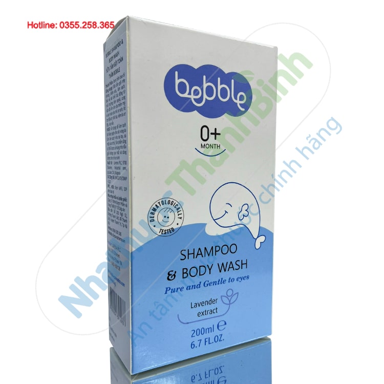 Sữa tắm gội toàn thân cho bé Bebble Shampoo & Body Wash chiết xuất Lavender