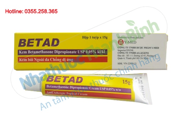 Betad tuýp 15g Kem bôi ngoài da chống dị ứng hiệu quả