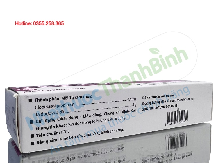 Thuốc Clobetasol 0,05% chứa Clobetasol propionate