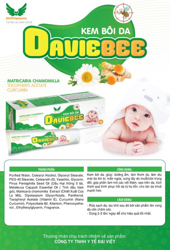 Kem bôi da Davibee còn giúp giảm sưng tấy mẩn ngứa do côn trùng đốt