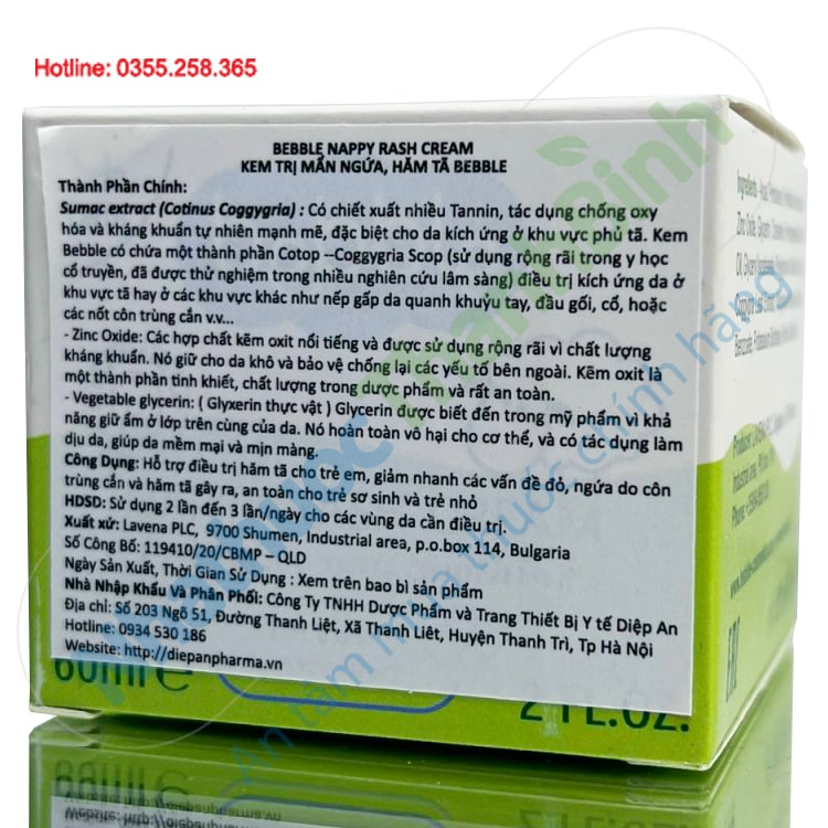 Bebble Nappy Rash cream giúp giảm nhanh triệu chứng ngứa do côn trùng cắn và hăm tã gây ra