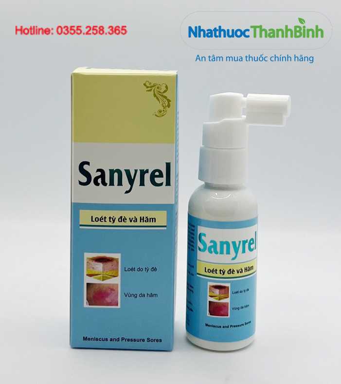 Xịt Sanyrel hỗ trợ giảm loét tỳ đè và hăm da an toàn