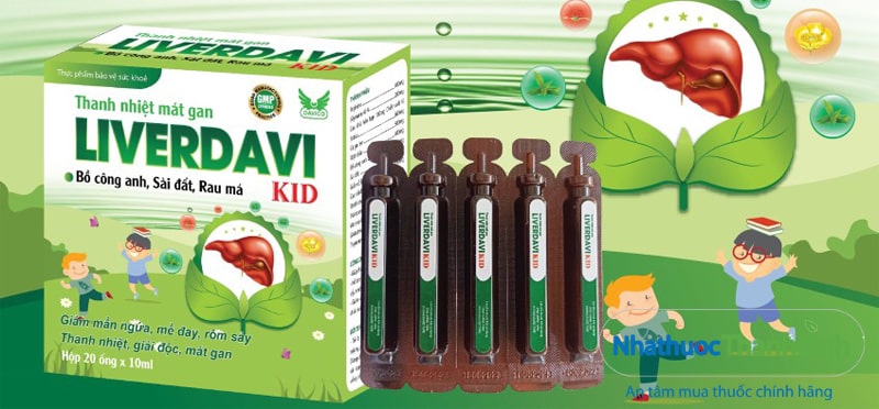 Thanh nhiệt mát gan Liverdavi Kid giúp giảm mẩn ngứa mề đay rôm sảy