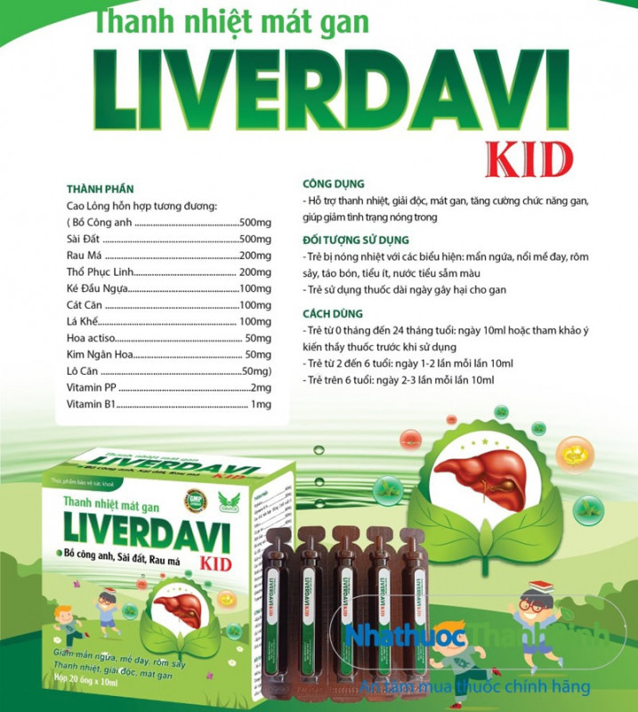 Liverdavi Kid dùng cho trẻ nóng nhiệt mẩn ngứa mề đay rôm sẩy