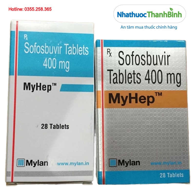 Thuốc Myhep (Sofobuvir 400mg) lọ 28 viên điều trị viêm gan C