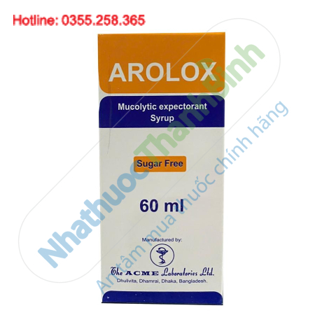 Thuốc Arolox (Ambroxol 15mg/5ml) 60ml siro ho long đờm cho bé