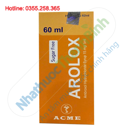 Thuốc Arolox (Ambroxol 15mg/5ml) 60ml siro ho long đờm cho bé