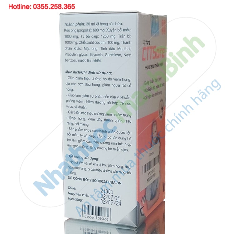 Xịt họng CTTSore kháng sinh thiên nhiên 30ml