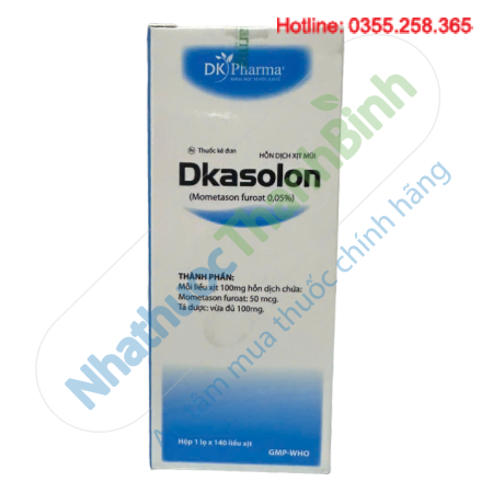 Thuốc xịt mũi Dkasolon (lọ 140 liều xịt) điều trị viêm mũi dị ứng viêm xoang cấp