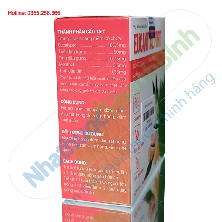 Viên uống Eucavital Fort hỗ trợ trị ho tiêu đờm do viêm phế quản