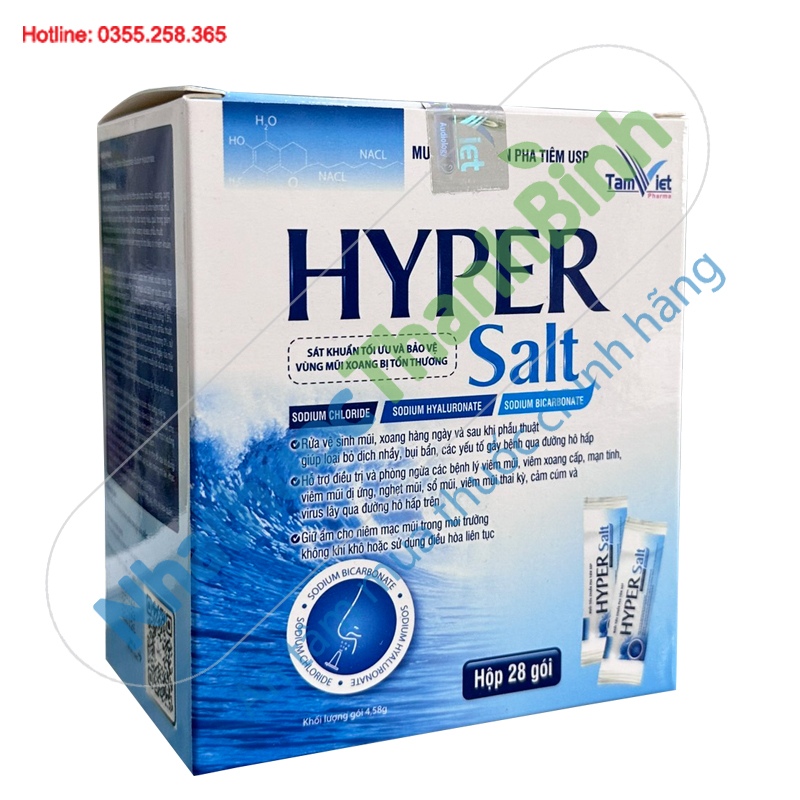 Muối rửa mũi Hyper Salt KIT hộp 28 gói 14 gói + Bình 300ml