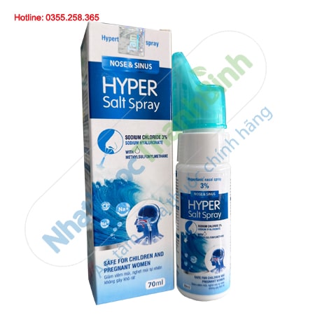 Hyper Salt Spray xịt mũi ưu trương 3% giúp vệ sinh mũi, giữ ẩm và phòng ngừa viêm xoang