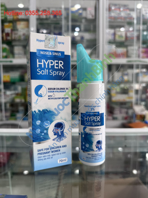 Xịt mũi Hyper Salt Spray 3% giúp làm sạch mũi giữ ẩm niêm mạc phòng ngừa viêm xoang