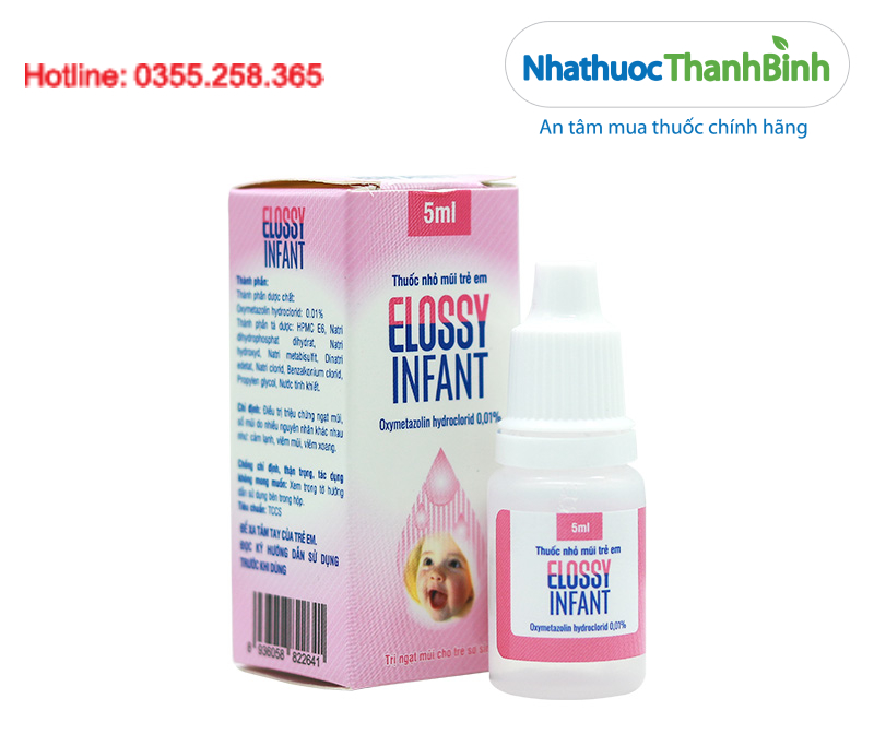 Elossy Infant 5ml – thuốc nhỏ mũi hỗ trợ giảm triệu chứng ngạt mũi, sổ mũi ở trẻ nhỏ theo chỉ định