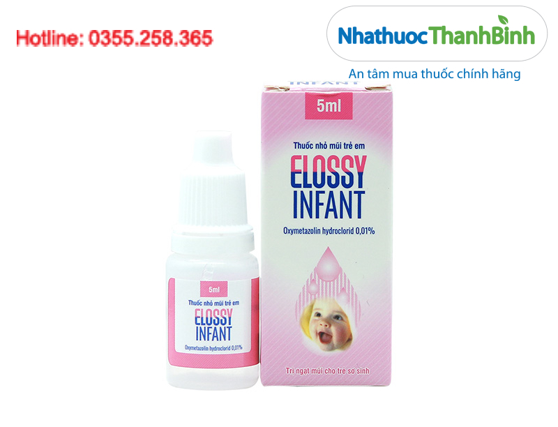 Thuốc nhỏ mũi trẻ sơ sinh Elossy Infant 5ml chứa oxymetazolin hydroclorid 0,01%