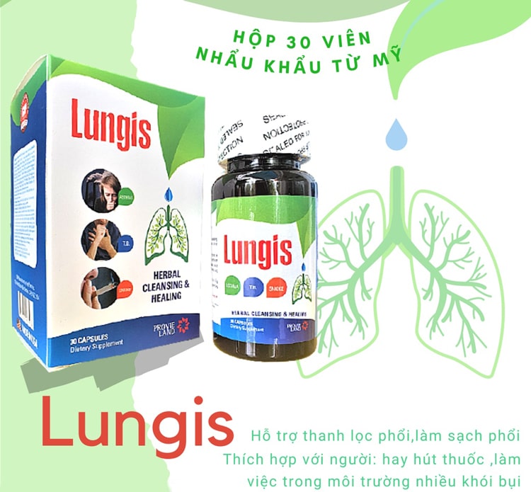 Thực phẩm chức năng Lungis lọ 30 viên nhập khẩu Mỹ