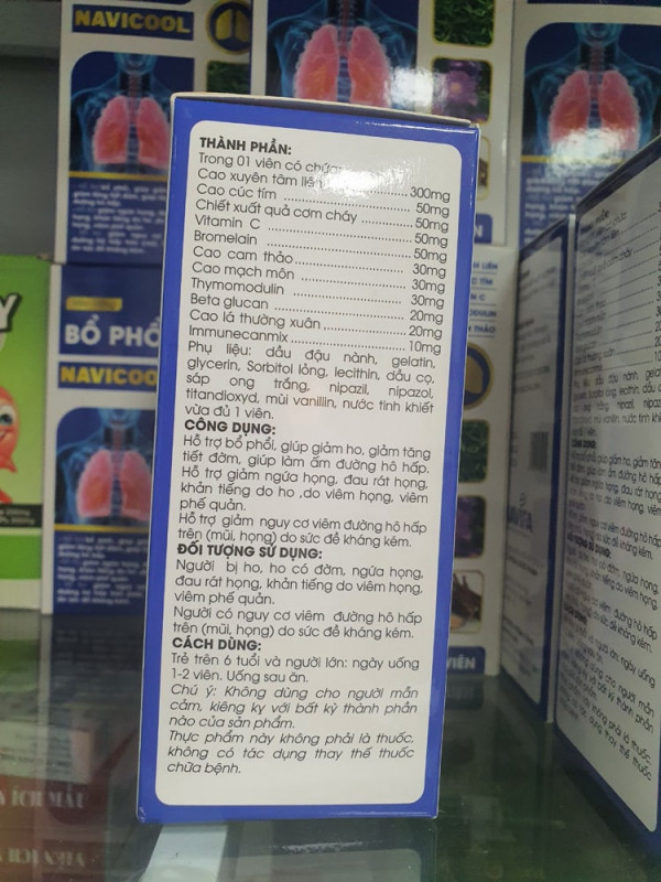 Viên uống bổ phổi Navicool hộp 30 viên hỗ trợ cải thiện chức năng đường hô hấp