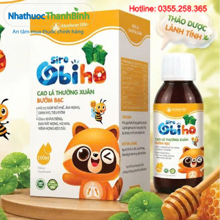 Siro Obiho 100ml giúp bổ phế, ấm họng, giảm ho, tiêu đờm