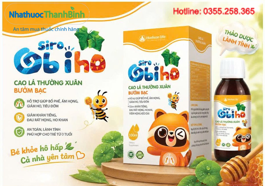 Siro Obiho hỗ trợ bổ phế, ấm họng, giảm ho, tiêu đờm và làm dịu các triệu chứng khó chịu ở cổ họng