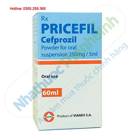 Thuốc Pricefil 250mg/5ml kháng sinh điều trị nhiễm khuẩn lọ 60ml