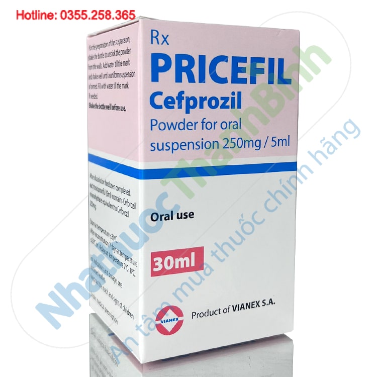 Thuốc Pricefil 250mg/5ml chứa Cefprozil cần sử dụng theo chỉ dẫn của bác sĩ