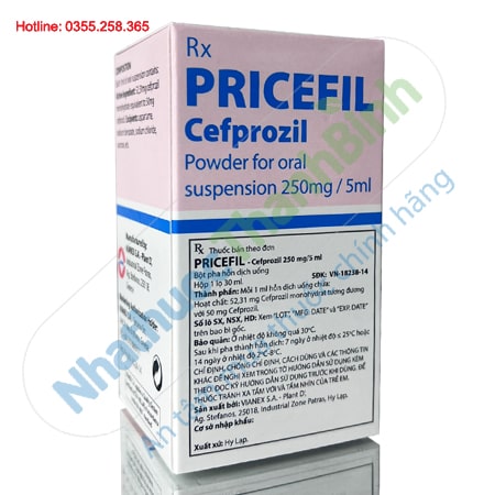 Thuốc Pricefil 250mg/5ml lọ 30ml trị nhiễm khuẩn hô hấp