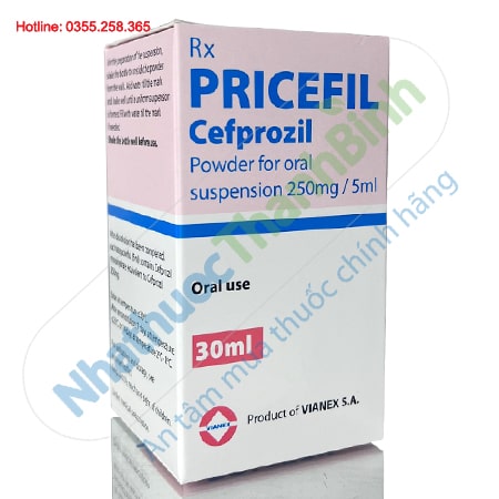 Thuốc Pricefil 250mg/5ml lọ 30ml trị nhiễm khuẩn hô hấp