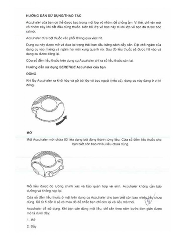 Cách dùng thuốc Seretide accuhaler - Bước 1